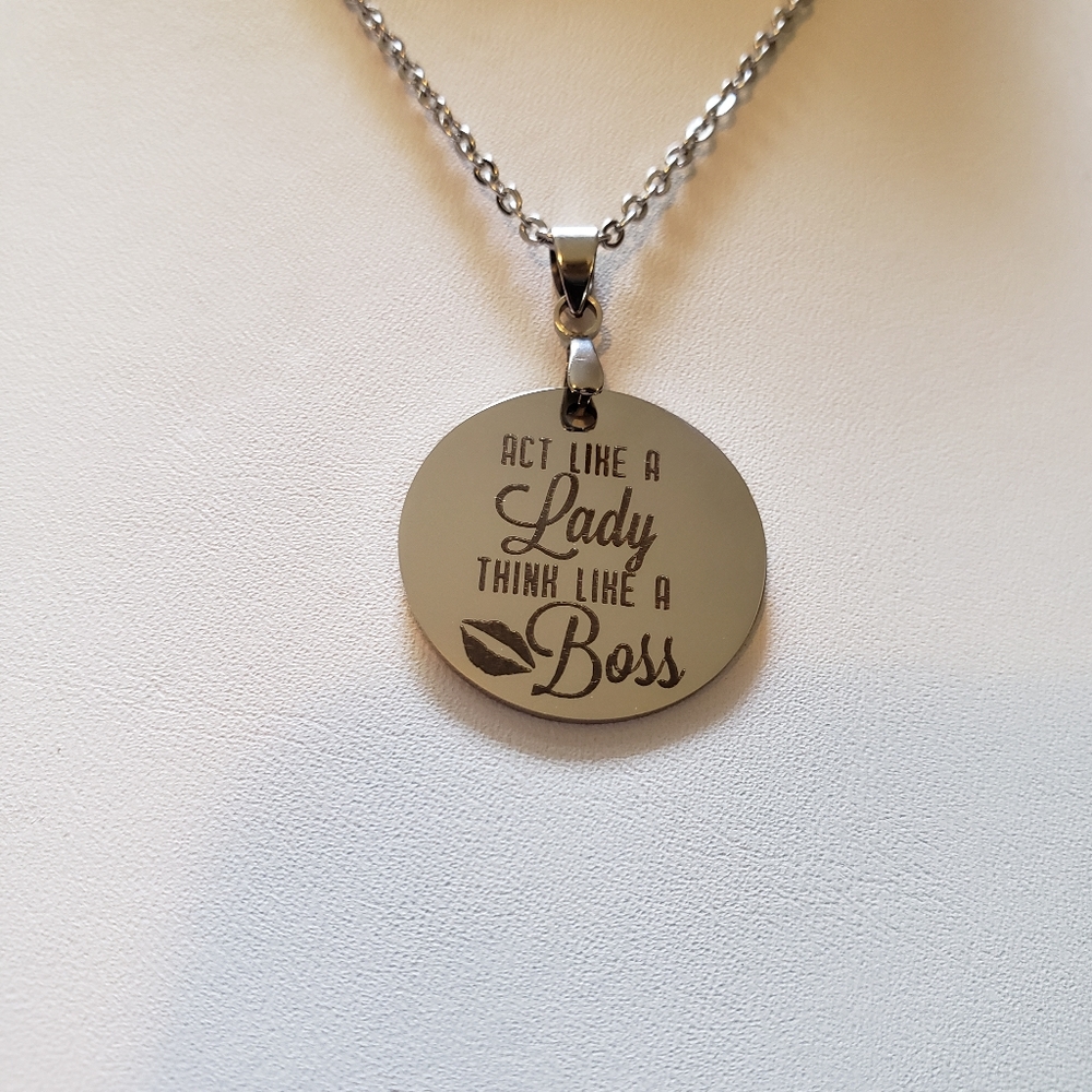 "Act .. Lady Think ... Boss" Pendant Necklace - Picture 2 of 7